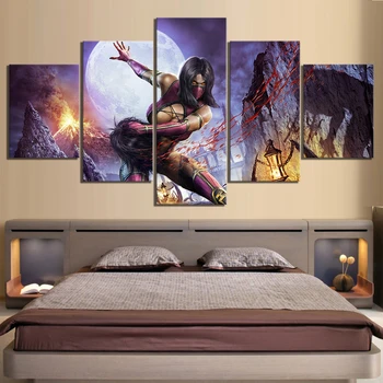 

5 Piece Mortal Kombat Fight Technology Game Poster Paintings Canvas Art Wall Paintings for Home Decor