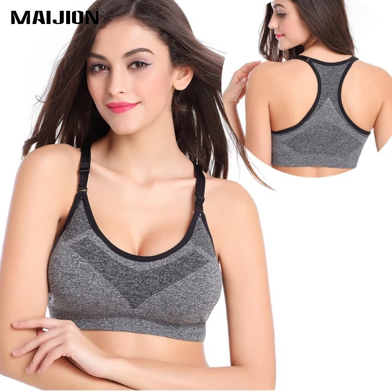 MAIJION Women Shockproof Seamless Sports Bra Padded Push Up Tank Tops, Athletic Gym Running Yoga Vest Stretch Fitness Underwear