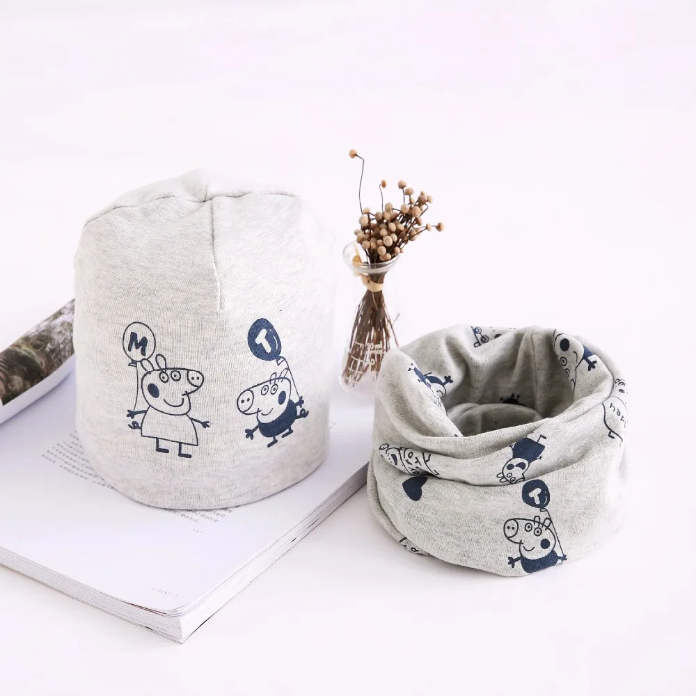 Однотонный детский шарф, шапка, комплект из двух предметов осенняя одежда для мальчиков и девочек костюм с капюшоном и воротником Детские аксессуары, шапочки со звездой и лебедем