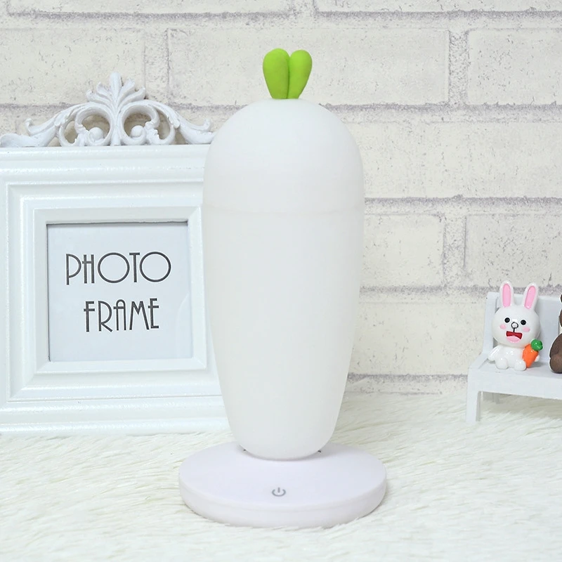 Novelty Little Cute Girl Radish Night Light Touch USB Charging Bedside Table Lamp Atmosphere Eyes Protection Decorative Light (2)