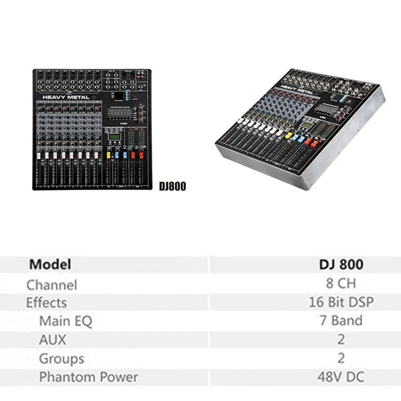  ELM profesional Audio DJ consola de mezcla 8 canales DJ Audio Karaoke mezclador de sonido con USB D