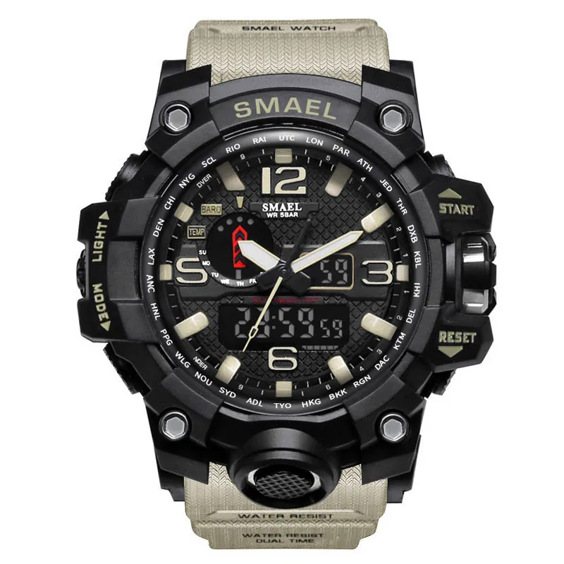 Smael мужские наручные часы многофункциональный двойной дисплей циферблат Открытый водонепроницаемый мужские спортивные часы электронные часы relogios digitais - Цвет: G