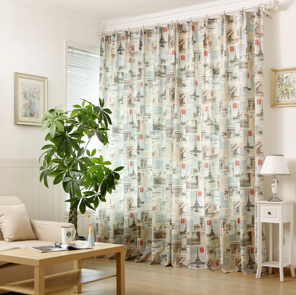 The new material cloth cotton fabric printed curtains bedroom curtains