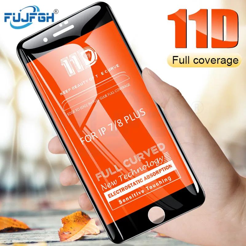 

FUJFGH 11D Protective Glass For iPhone 7 X Screen Protector iPhone 7 8 Plus Tempered Glass on iPhone XS 6 6S 7 8 Plus Glass Film