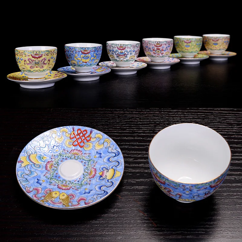 Китайский набор чайных чашек кунг-фу, керамическая кофейная черная чайная чашка, пигментированная фарфоровая чайная чашка, набор, посуда Кунг Фу, чайный набор, китайский подарок