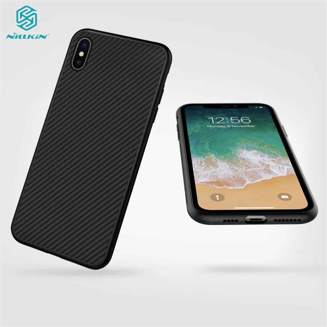 For iPhone XR XS Max Case Nillkin Synthetic Fiber Carbon PP Plastic Ultra Thin Slim Phone Back Cover for iPhone XS Max Case