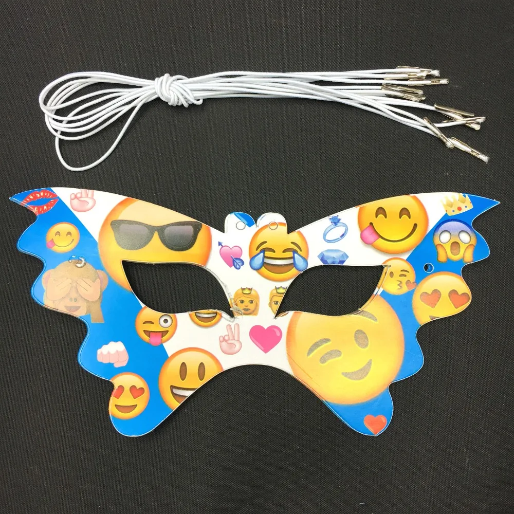 6pcs masks+6pcs strings emoji theme Party Mask for kids Birthday Party