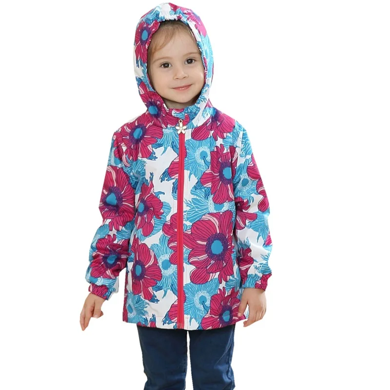 Водонепроницаемый ветрозащитные пальто для девочек с капюшоном Детская куртка Верхняя одежда для Весна-осень-зима От 3 до 12 лет ветровка KF236
