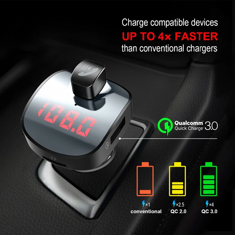 KCAR1012_21_JONSNOW Bluetooth FM Transmitter FM Bluetooth Car FM Modulator Car Lighter MP3 Bluetooth Player QC 3.0 USB Car Charger 5V3.1A