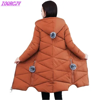 

New Cotton jackets for Womens 2018 Autumn Winter Hooded Parkas Plus size Slim Students Thick Warm Down cotton Coats IOQRCJV H522