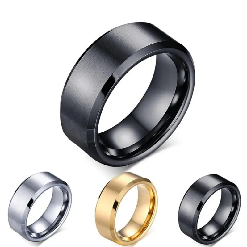 8MM Minimalism Pure tungsten ring for Men 3 colors black/gold/sliver Matt finish Scratch resistance jewelry gift | Украшения и