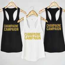 Пользовательские блеск Champagne campaign свадебные туфли невесты Танки Топы футболки Матрона Honor девичник подарки сувениры