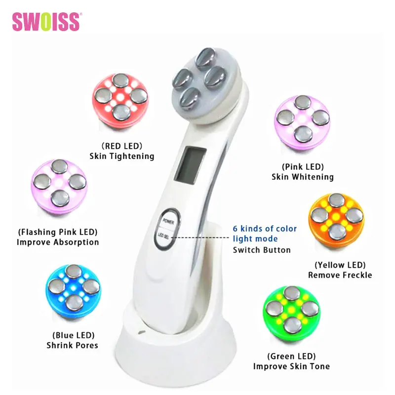 

SWOISS RF Radio Frequency Electric Facial Rejuvenation Machine with LED Photon Face Lifting Tighten Massager Remover Wrinkle