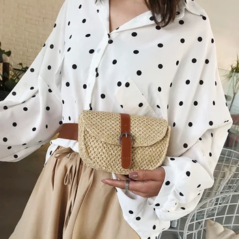 

Bohemia Women Straw Waist Chest Bag Fanny Pack Small Holiday Beach Bag Female Shoulder Messenger Bags Bolsas Feminina Muje