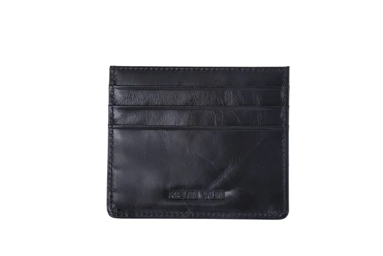 KEVIN YUN Designer Brand Vintage Men Card Holder Wallet Genuine Leather Mini Pocket Credit ID Card Case