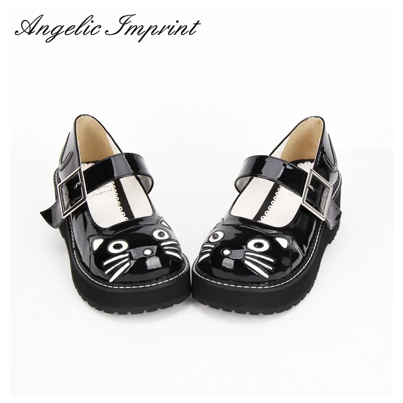 Japanese Super Cute Anime Lolita Cosplay Girls Kitty Patterned Platform Mary Jane Shoes