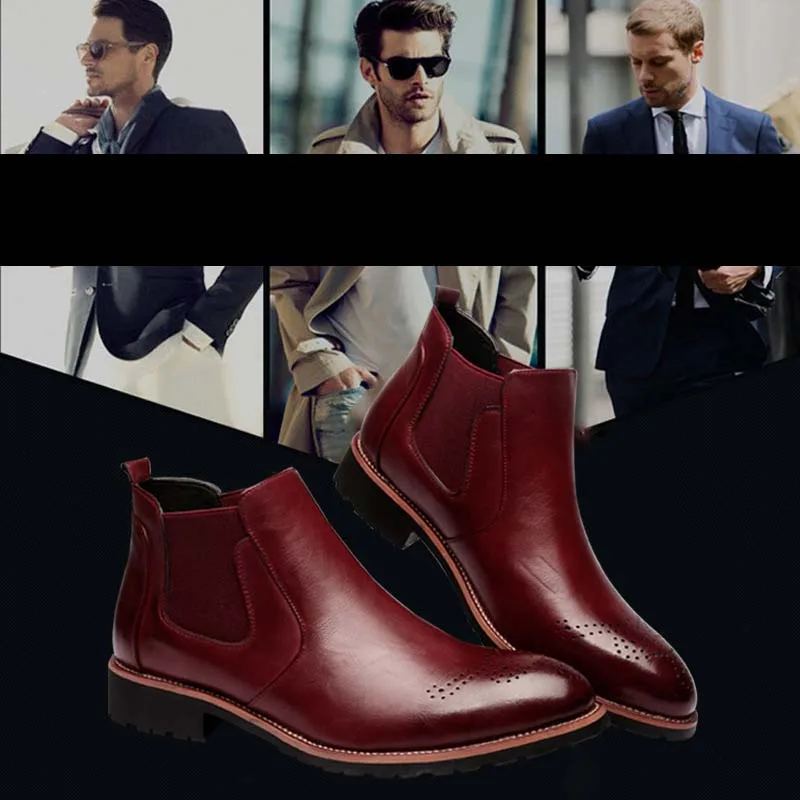 

Masorini Brand Man Comfortable Boots Cowboy Western Chelsea Ankle Boots Male Genuine Leather Men's HD2568 Shoes WW-014