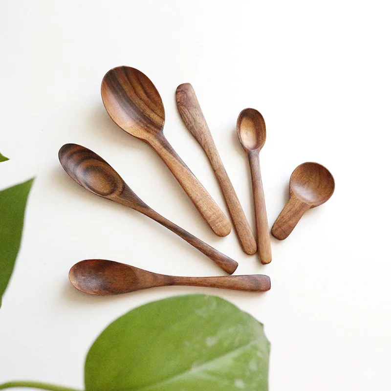 

Solid Wood Dessert Spoon Seasoning Spoon Jam Knife Tableware 8 sets of children's tableware Spoon