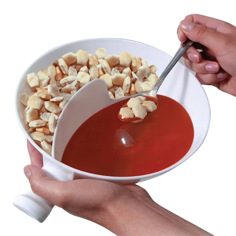 

Household Kitchen With Handle Divider Bowl Snack Bowl French Fries Cup Two In One Snack Cereal Bowl Isolation Bowl