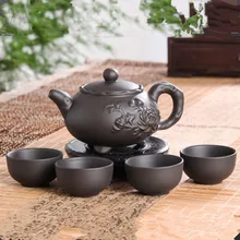 Настоящий чайный горшок Исин с 4 чашками 150 мл, чайный набор из фиолетовой глины, чайник кунг-фу, чайный горшок для путешествий, чайный набор