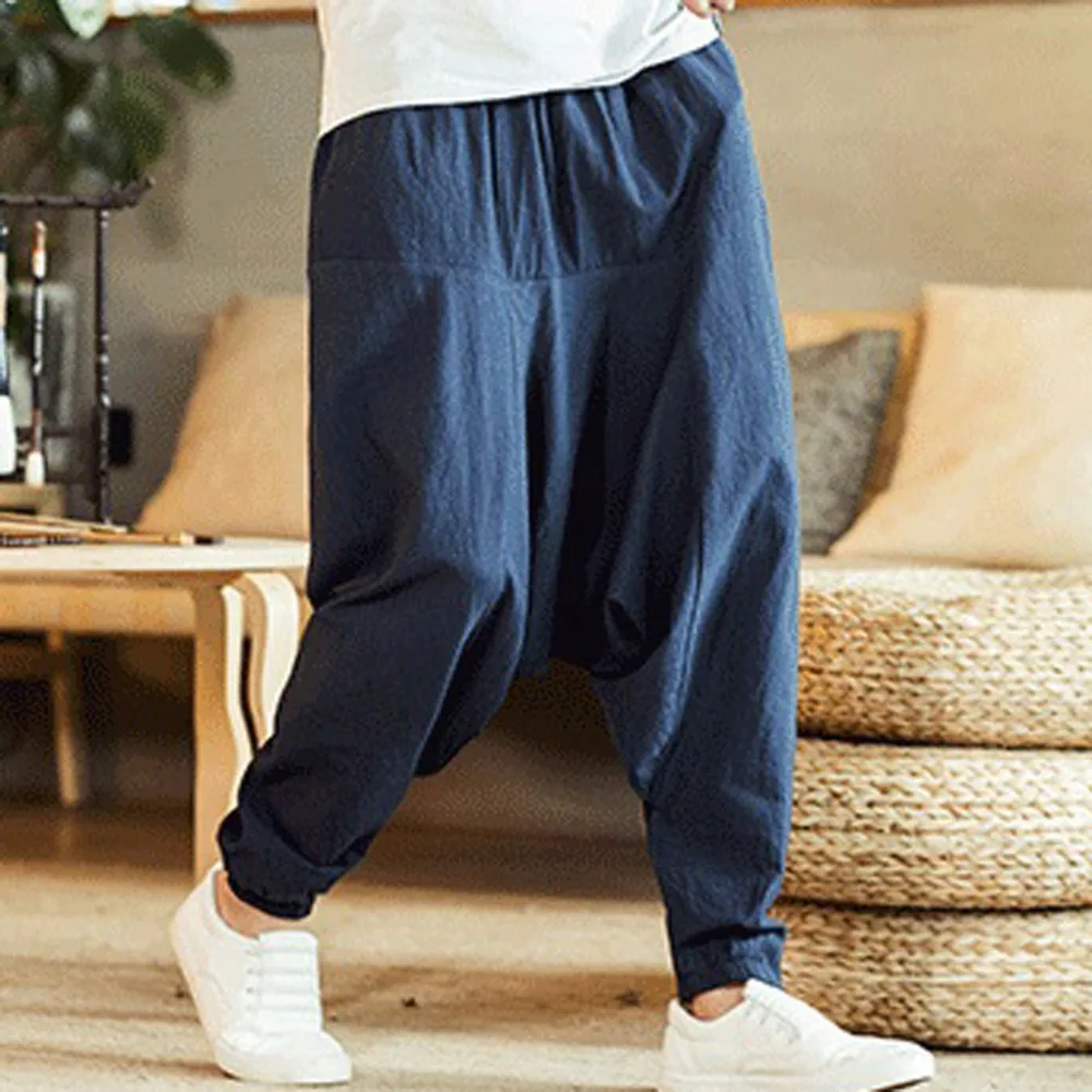 2019 men's casual fashion harem pants loose solid color hip hop style cotton trousers jogging pants outdoor sports pants  4 (13)