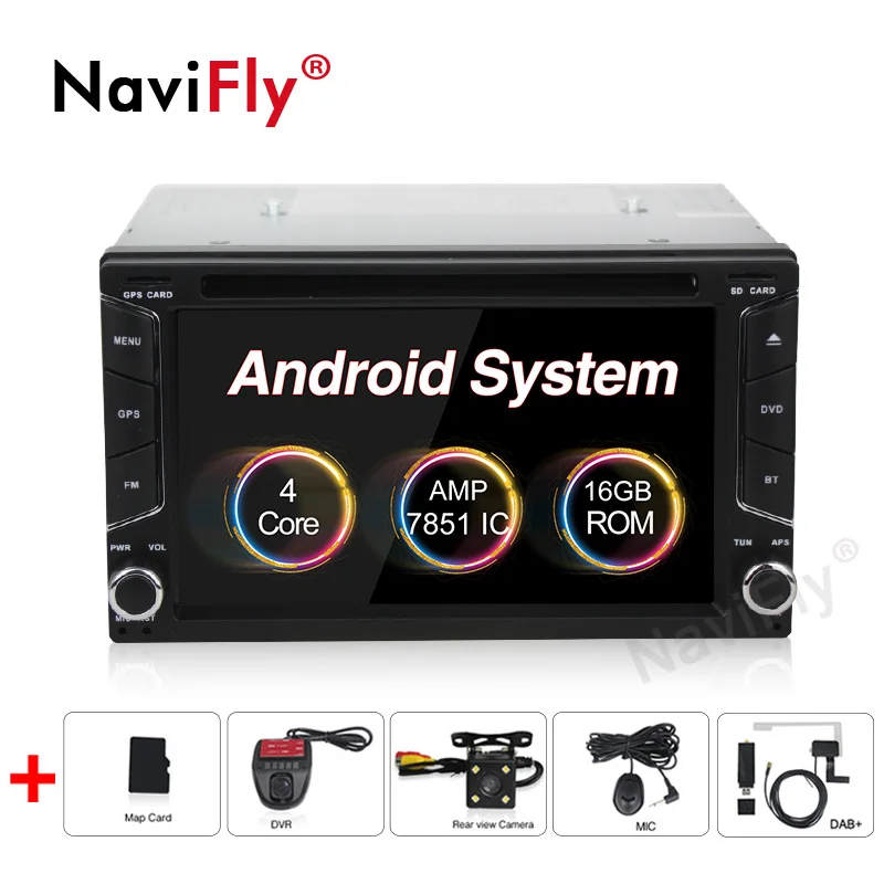 NaviFly 2Din универсальный Android 8,1 Автомобильный gps RDS Cassete для Nissan Toyota peugeot KIA Автомобильный Радио bluetooth ipod 4G wifi DVR камера - Цвет: 1G RAM 16G ROM