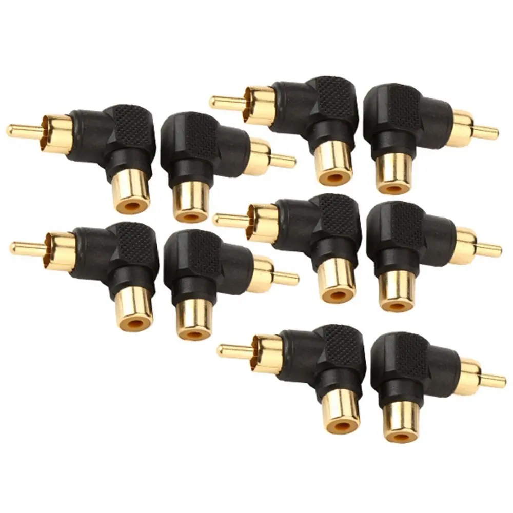 Черный RCA штекер к гнезду разъем правый угол пакет из 10|rca female connector|rca male connectorrca plug