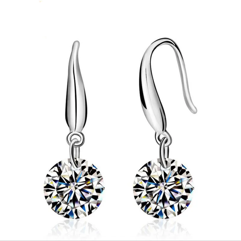 Authentic Fine jewelry S925 Sterling silver Earrings Female Crystal  New Woman earrings Twins micro set