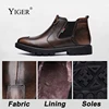 YIGER nuevas botas de cuero genuino para hombre, botas de cuero para hombre, botas de tobillo para hombre, botas de invierno cálidas con piel para hombre- zapatos con pincel 239 ► Foto 3/6