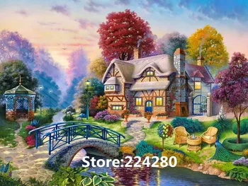 

Needlework,Romantic woods house Scenic embroidery,DIY Unprinted Cross stitch kits,Art Pattern counted Cross-Stitching decor