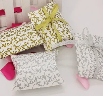 

New 500pcs Pillow Shape Box Candy Box Gift Box for Wedding Party Favor Decor Paperboard