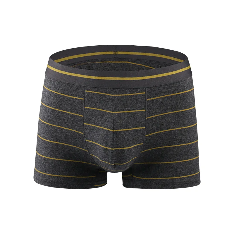 2020 Fashion Men's Stripe Boxers Sexy Full Cotton Lengthen Straight Angle Pants Motion OPENING Design Wear Underpant men's briefs Boxers