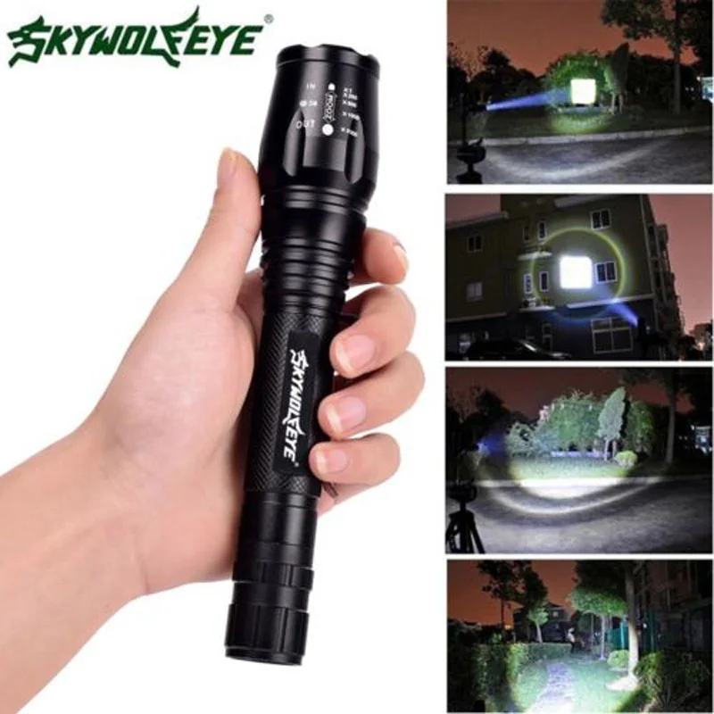 

Waterproof LED Flashlight XML Black Aluminum alloy 12000LM Focus T6 5Modes Flashlight Torch