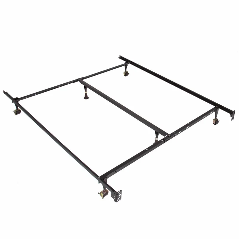 Size Adjustable Steel Bed Frame With Casters Casters Wheel Brake