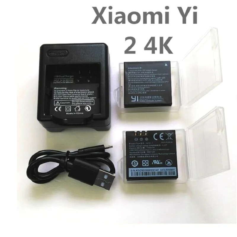 

For riginal Xiaomi YI 4K Battery AZ16-1 USB Dual Charger For yi 4K+ Action Camera Lite Accessories 1400mAh Rechargeable Battery