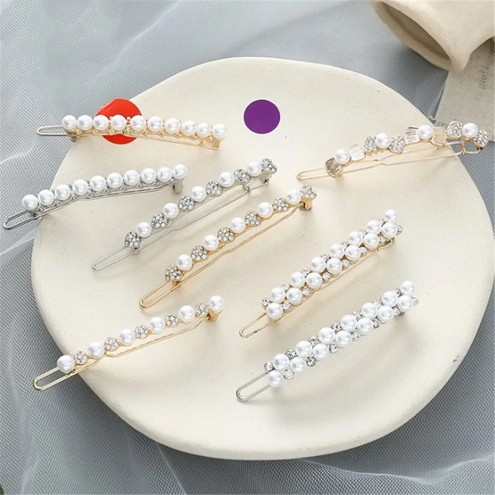 New 1 PCS Fashion Hollow Metal Pearl Hair Clip Love Heart Long Hairpins