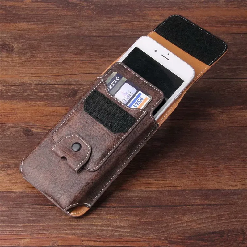 

Universal Cell Phone Leather Case Waist Packs Belt Clip Pocket with Card Slots for Sony Xperia XA1 XA2 Ultra Plus L2 L1 R1 Plus