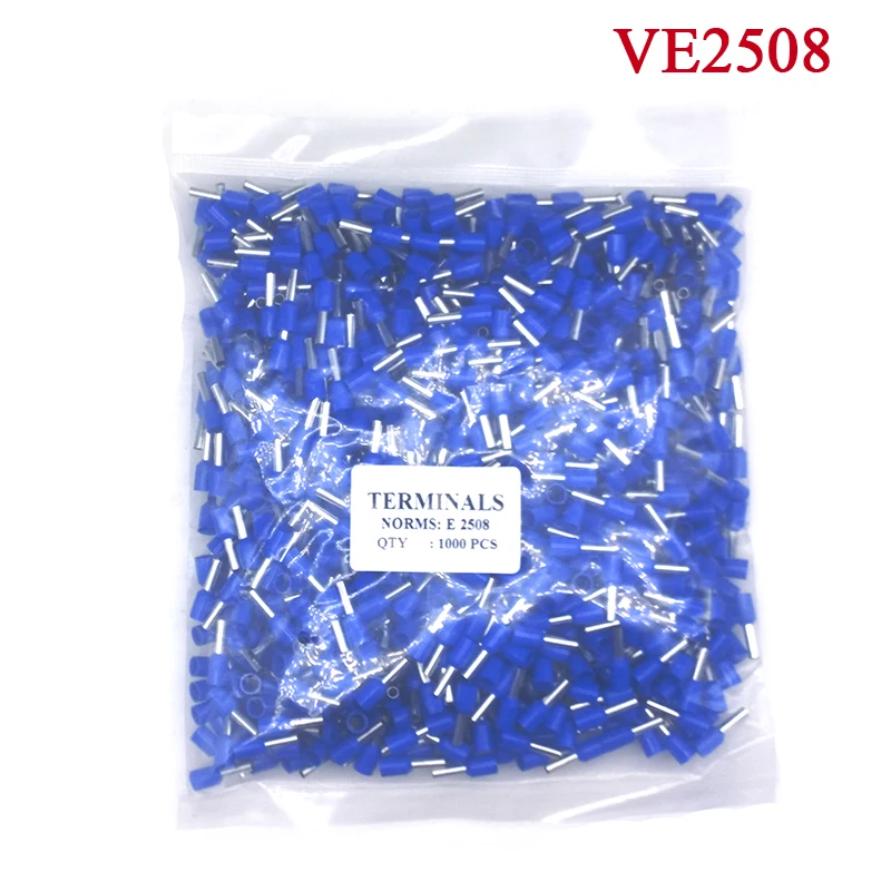 

VE2508 1000 piece a lot European Terminal Pin Terminals Tubular Terminals Blocks E1008 Wire terminals connector