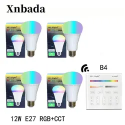 9 Вт светодиодные лампы E27 RGB + CCT Ми свет Светодиодные лампы + T4 (110 В/220 В) панель пульт дистанционного управления Светодиодный прожектор