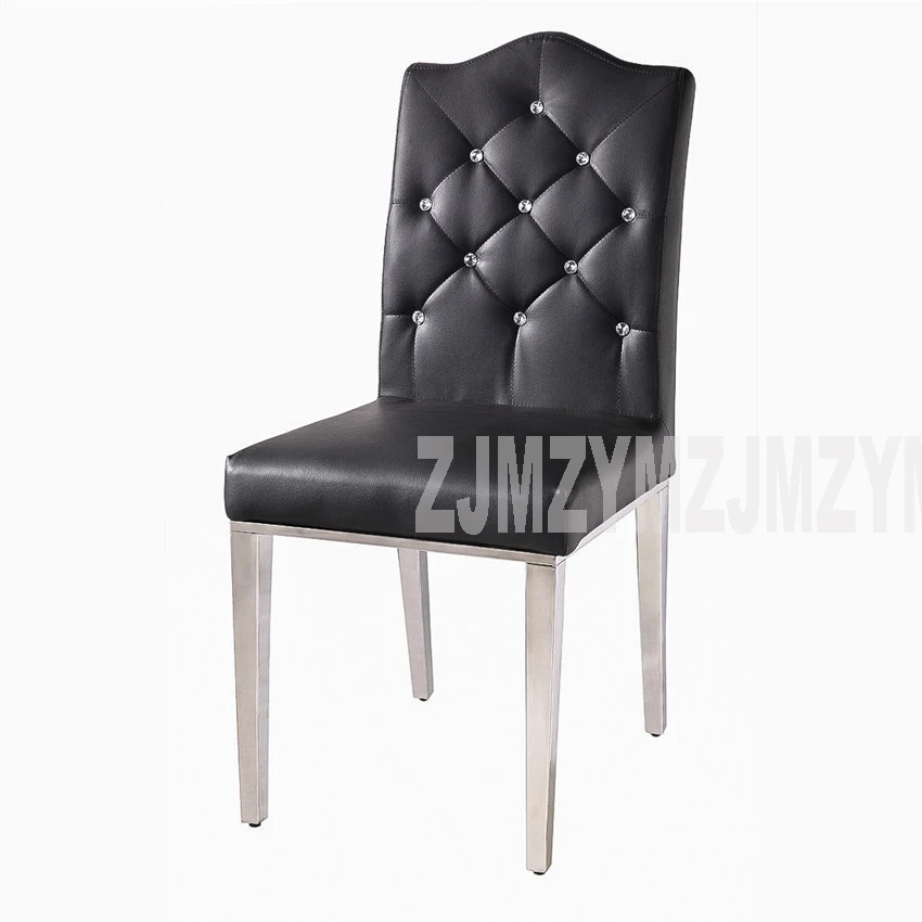 2PCS/Set Stainless Steel Leather Dining Chairs Fashion Kitchen Living Room Dining Chair Black/White Metal Leather Furniture