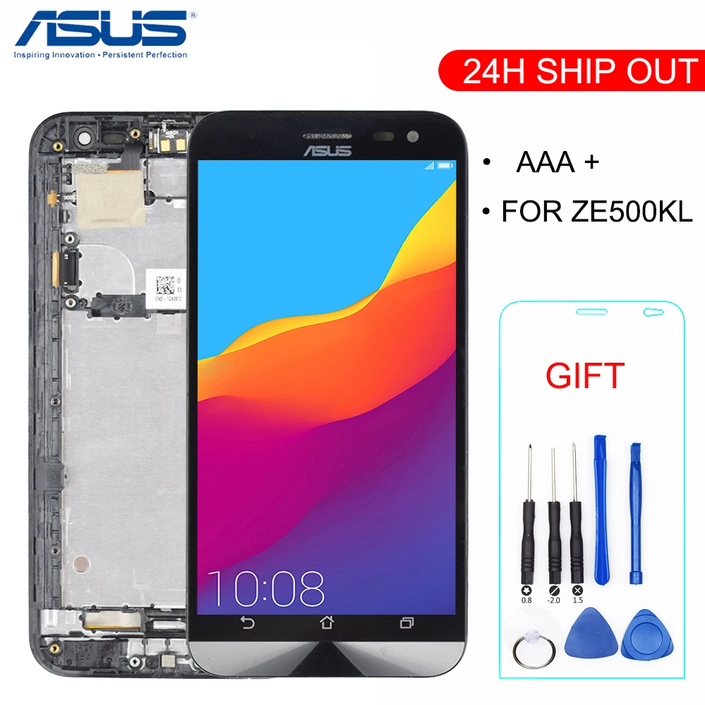 

New For Asus ZenFone 2 Laser ZE500KL ZE500KG Z00ED Full Touch Screen Digitizer + LCD Display Panel Monitor Assembly with Frame