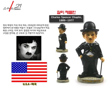 

Hand-made Resin Crafts of World Celebrities American Chaplin Figurine 2019 New Arrival Home Office Decoration Collection