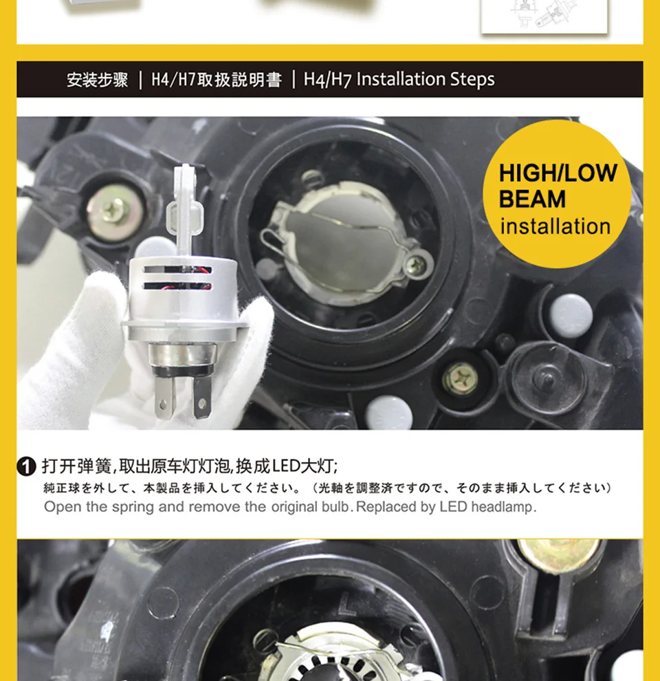 LED Car Lights H1 H4 H7 H11 9005 9006 Auto Headlamp Bulbs 12V 24V Cars Headlights 80W CREE LED Chips 6000K White Lamp (17)
