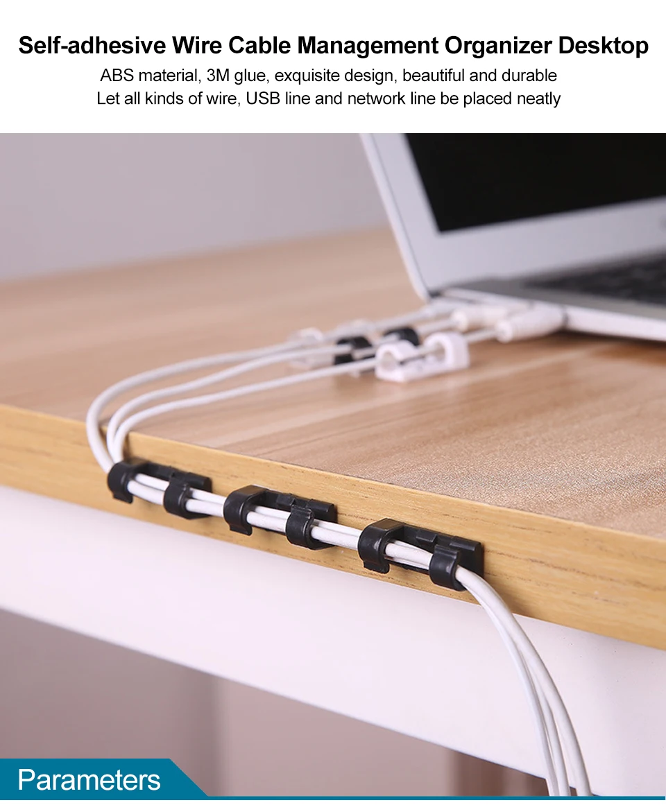 Wire Cable Management Organizer Desktop & Workstation Cord Clips Management Holder Data Telephone Line Cable Winder Sleeve (1)