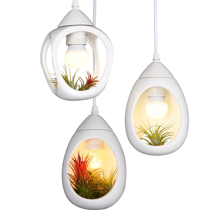 Simple Modern Pastoral Creative DIY Ceramic Plant Pot Led E27 Pendant