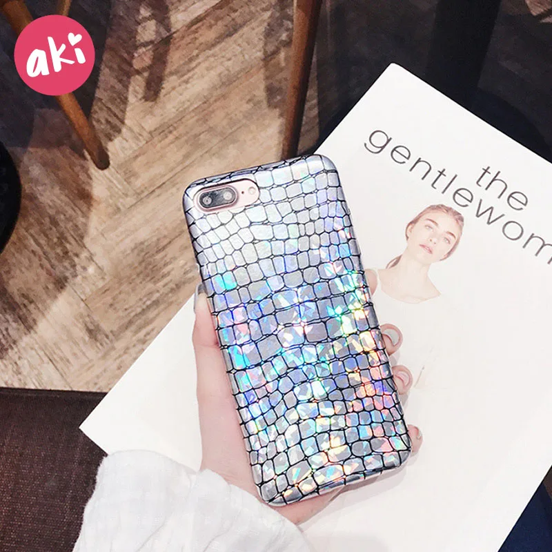

AKI Crocodile Leather Phone Case for iPhone 7 7Plus Case Shining Leather Hard Phone Cases For iphone 6 6S Plus PU Leather