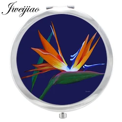 JWEIJIAO The Bird of Paradise Flower Makeup Mirror Photo in Glass Cabochon Floding Round compact Hand pocket Mirror espejo JWEIJIAO The Bird of Paradise Flower Makeup Mirror Photo in Glass Cabochon Floding Round compact Hand pocket Mirror espejo