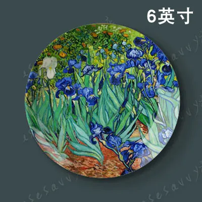 6-дюймовый картины маслом Ван Гога декоративные тарелки висит стен в европейском стиле гостиной, столовой, фоновая стена висящая керамическая ваза пластина - Цвет: 6-007