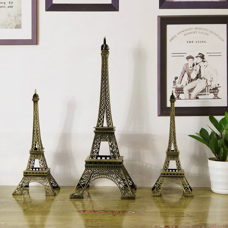 8 см-60 см антиквариат бронза с Парижем в стиле ретро Эйфелева башня домашний декор стол орнамент статуя Металл Сталь