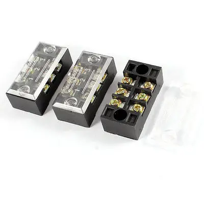 

3pcs 600V 15A 3-Position Double Rows Barrier Terminal Wiring Board Block w Cover
